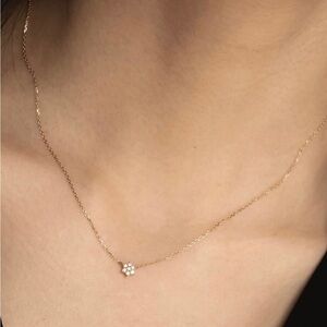 Mejuri Diamond Flower Necklace on 14K Gold Chain